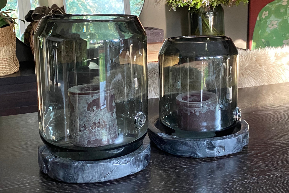 Gommaire SMALL Hurricane glass "Daniel" smoky brown