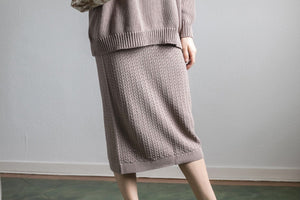 LOVE MR MITTENS Midi Lace Skirt "COTTON" almond