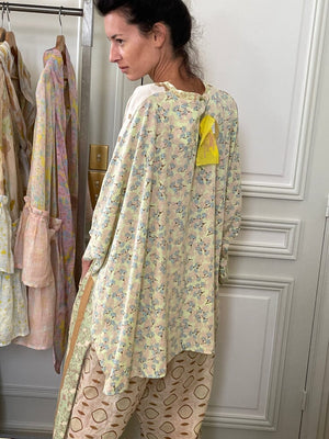 YVONNE S Maxi Hippy Dress "Flower "mustard khaki