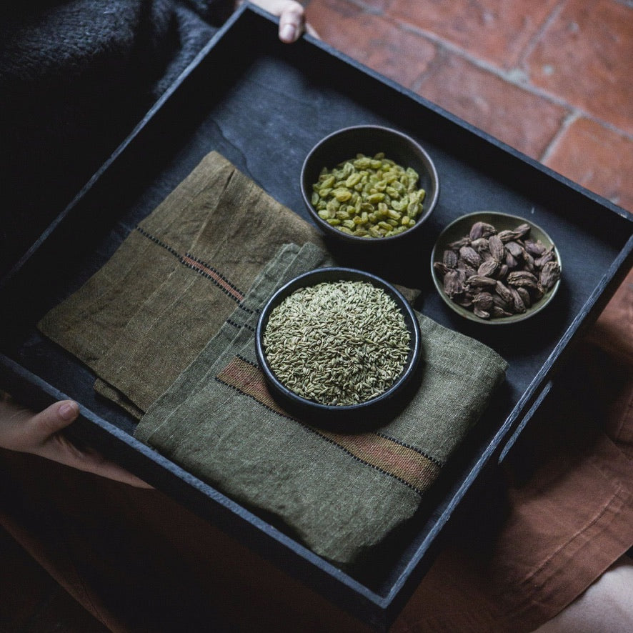 LEINEN napkins "MARIE" 42x42 bronze stripe