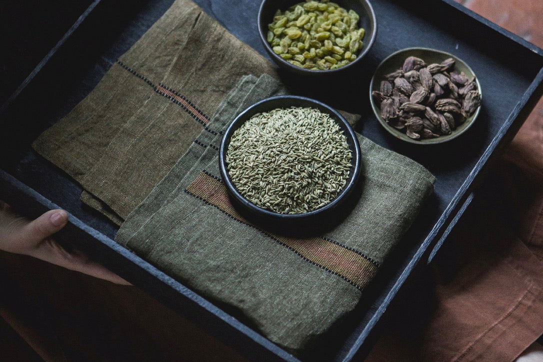 LIBECO Leinen Servietten "MARIE" 42x42 green stripe