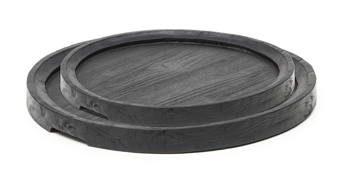 Gommaire Round Tray "LUNA" teak fumé