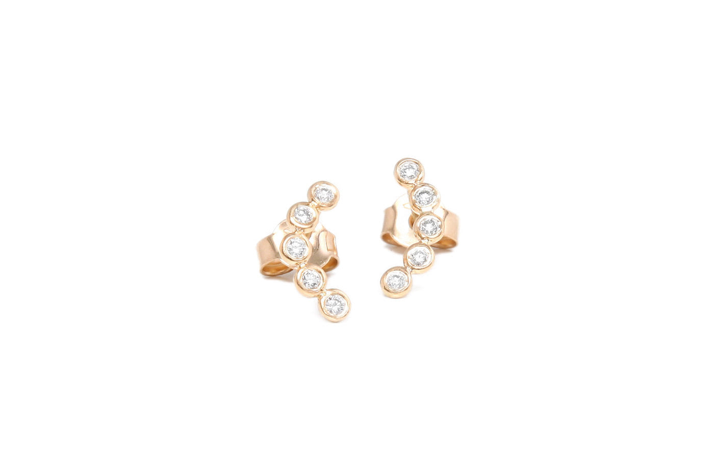 EIKOSY stud earrings "Moon" with diamonds in yellow gold