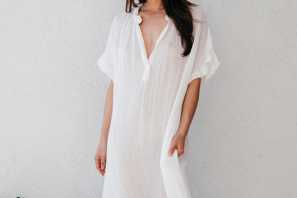 9seed - Tunisia Caftan Dress - Gauze weiss