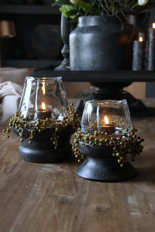 Gommaire SMALL Hurricane glass "Daniel" smoky brown