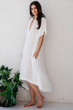 9seed - Tunisia Caftan Dress - Gauze weiss