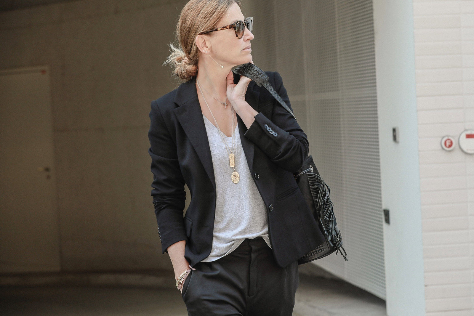 REJANE ROSENBERGER DESIGN Silber Halskette "Om" rechteckig - Réjane Rosenberger Design