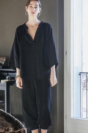 9seed - Marrakesh Baumwoll - Double Gauze Bluse schwarz