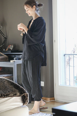9seed - Marrakesh Baumwoll - Double Gauze Bluse schwarz