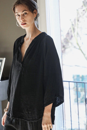 9seed - Marrakesh Baumwoll - Double Gauze Bluse schwarz