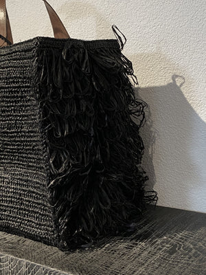 IBELIV "ONJA" Raffia bag black