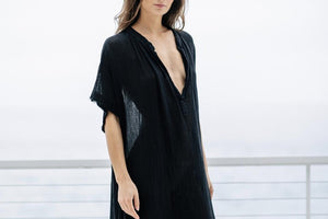 9seed - Tunisia Caftan Dress - Gauze schwarz