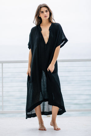 9seed - Tunisia Caftan Dress - Gauze schwarz