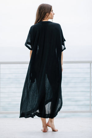 9seed - Tunisia Caftan Dress - Gauze schwarz